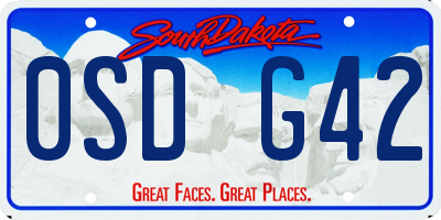 SD license plate 0SDG42