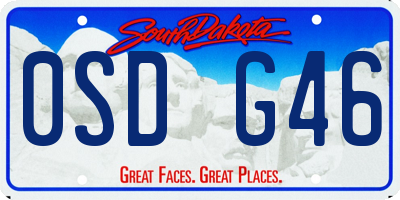 SD license plate 0SDG46