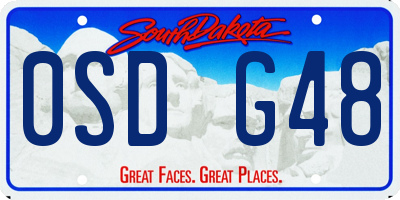 SD license plate 0SDG48