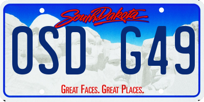 SD license plate 0SDG49