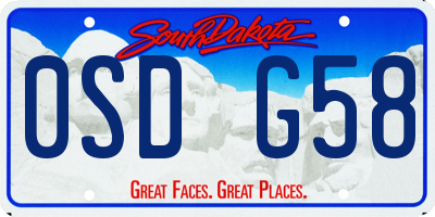 SD license plate 0SDG58