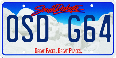 SD license plate 0SDG64
