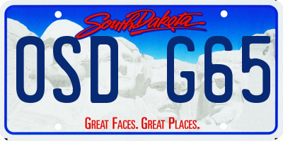SD license plate 0SDG65