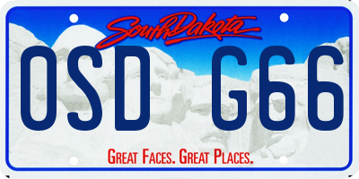 SD license plate 0SDG66