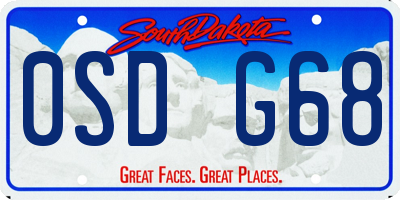 SD license plate 0SDG68