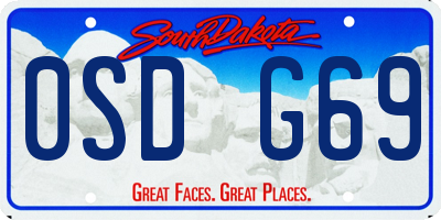 SD license plate 0SDG69