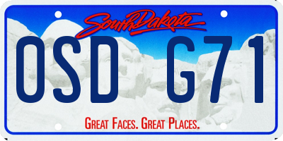 SD license plate 0SDG71