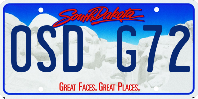 SD license plate 0SDG72