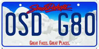 SD license plate 0SDG80