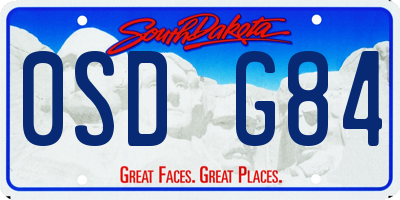 SD license plate 0SDG84