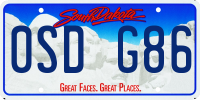 SD license plate 0SDG86