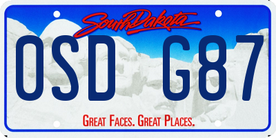 SD license plate 0SDG87