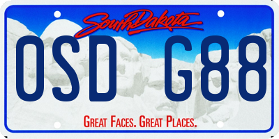 SD license plate 0SDG88