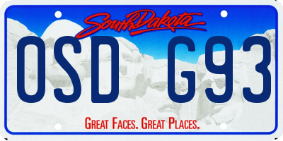 SD license plate 0SDG93