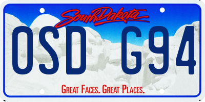 SD license plate 0SDG94