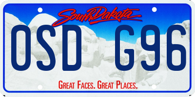 SD license plate 0SDG96