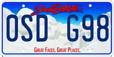 SD license plate 0SDG98
