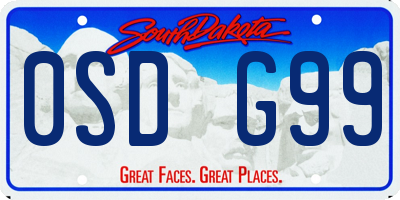 SD license plate 0SDG99