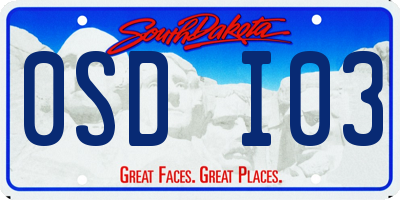 SD license plate 0SDI03