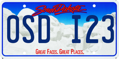 SD license plate 0SDI23