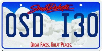 SD license plate 0SDI30