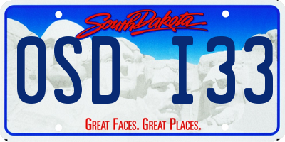 SD license plate 0SDI33