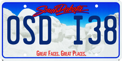 SD license plate 0SDI38