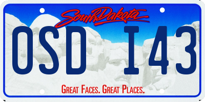 SD license plate 0SDI43