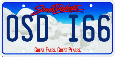 SD license plate 0SDI66