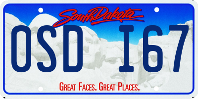 SD license plate 0SDI67