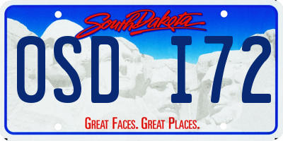 SD license plate 0SDI72