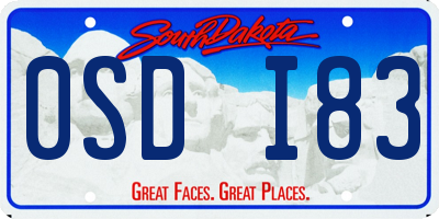 SD license plate 0SDI83