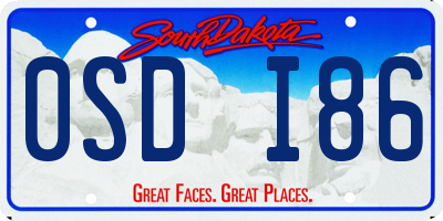 SD license plate 0SDI86