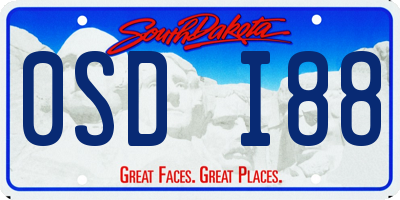 SD license plate 0SDI88