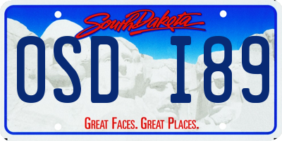 SD license plate 0SDI89