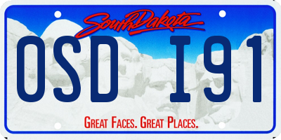 SD license plate 0SDI91