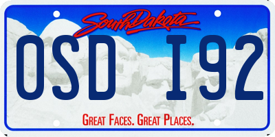 SD license plate 0SDI92