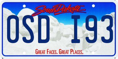SD license plate 0SDI93