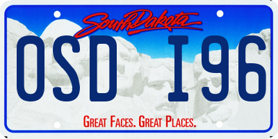 SD license plate 0SDI96