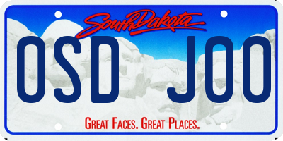 SD license plate 0SDJ00