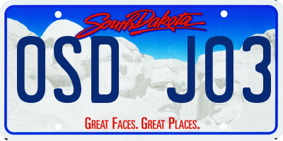 SD license plate 0SDJ03