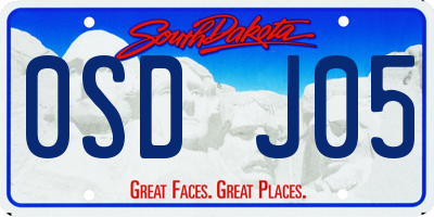 SD license plate 0SDJ05
