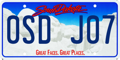 SD license plate 0SDJ07