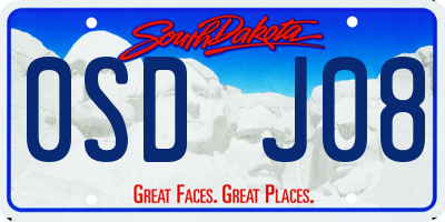 SD license plate 0SDJ08