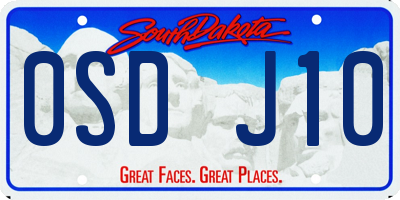 SD license plate 0SDJ10