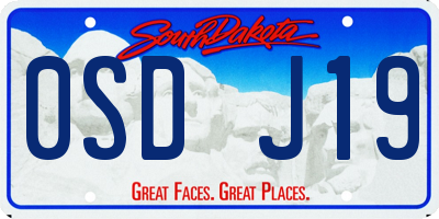 SD license plate 0SDJ19