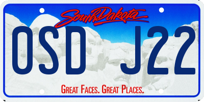 SD license plate 0SDJ22