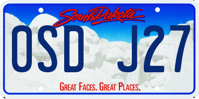 SD license plate 0SDJ27