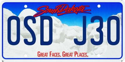 SD license plate 0SDJ30