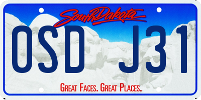 SD license plate 0SDJ31